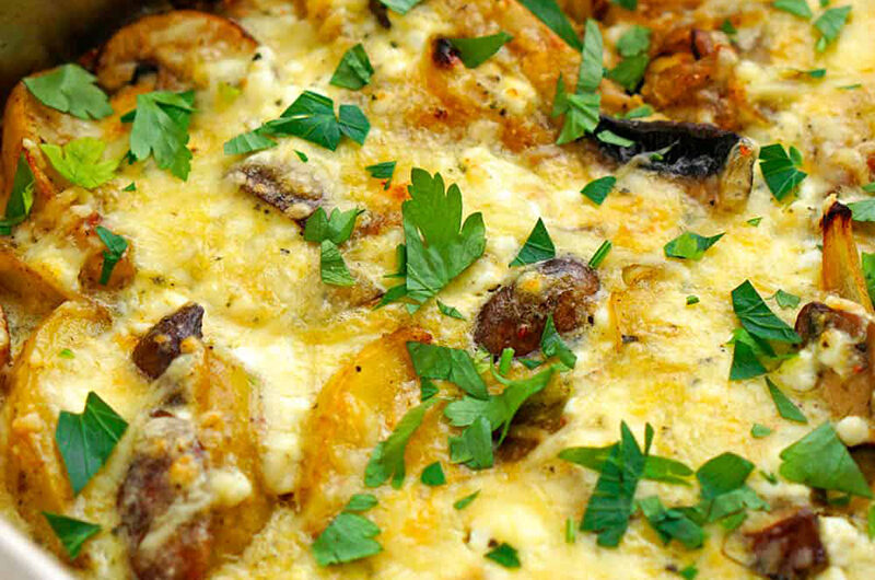 Kartoffelgratin mit frischen Pilzen