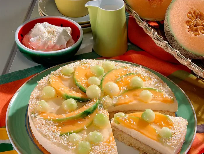 Marscapone-Sahne Torte mit Honigmelone