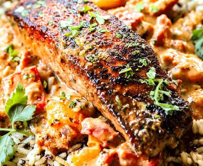 Blackended Lachs in Cajunsauce